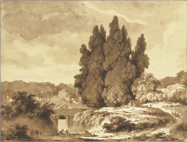 Jean Honore Fragonard ITALIANATE PARK LANDSCAPE WITH TALL CYPRESSES  Wandbild